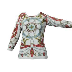 J. McLaughlin Women's Small Signature Equestrian 3/4 Sleeve Old Money Prep Top